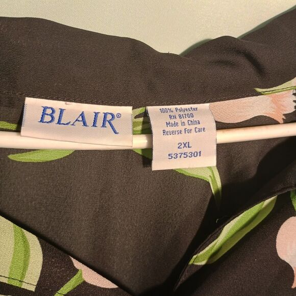 Blair Collection Black Floral Tunic Top – Long Sleeve Blouse - Picture 3 of 4